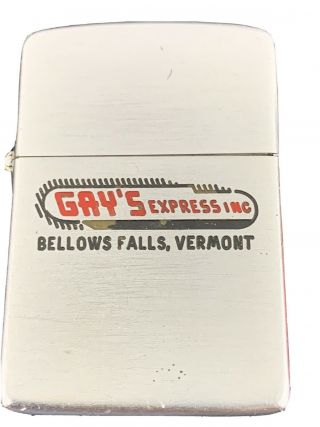 1954 - 55 Zippo Lighter - Gay’s Express Inc.  Trucking - - Bellows Falls Vermont