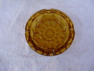 Vintage Amber Glass Ash Tray - 6 7/8 "