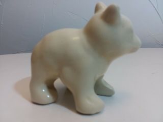 Vintage Shawnee Pottery Miniature Figurine Standing Bear LIGHT YELLOW COLOR 2