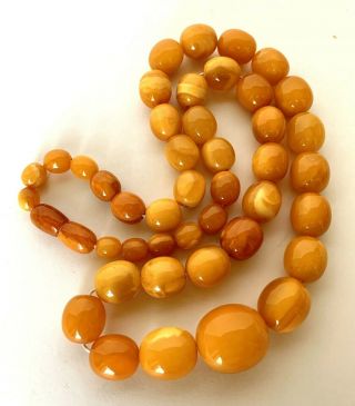 Antique Natural Butterscotch Egg Yolk Baltic Amber Beads Necklace 22“ 41.  5 Grams 3