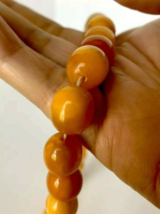 Antique Natural Butterscotch Egg Yolk Baltic Amber Beads Necklace 22“ 41.  5 Grams 5