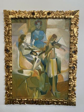 Marcel Duchamp French Artist Oil Painting On Canvas Framed 25 X 33”