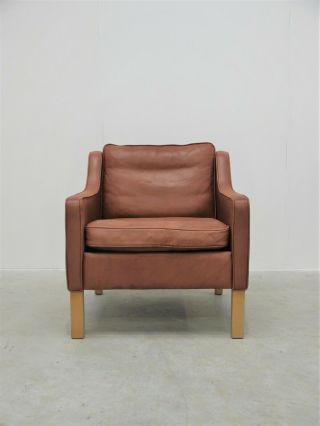 1960s Vintage Borge Mogensen Danish Leather Lounge Chair Denmark Retro