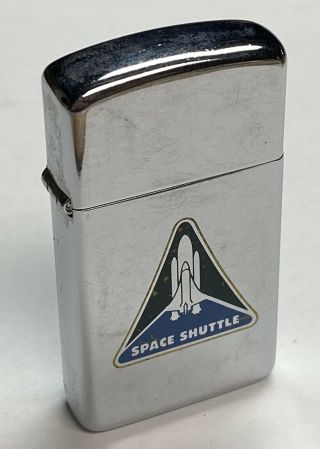 Vintage 1988 Nasa Space Shuttle Mission Patch Slim Zippo Lighter,  Good
