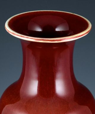 FINE ANTIQUE CHINESE LANGYAO COPPER RED FLAMBE HARE’S FUR GLAZE VASE 5