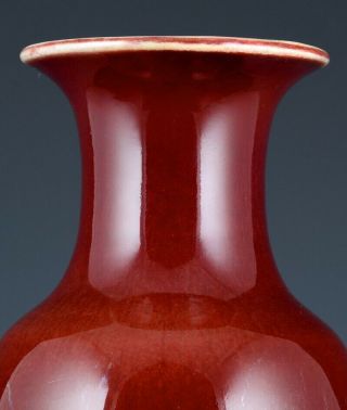 FINE ANTIQUE CHINESE LANGYAO COPPER RED FLAMBE HARE’S FUR GLAZE VASE 6