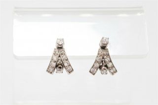 Antique 1930s Deco Retro $3000 1ct Diamond Platinum Dangle Screwback Earrings