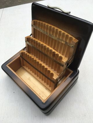 Vintage Wooden Cigarette Little Cigars Dispenser Box Holder 3 Trays MCM 2