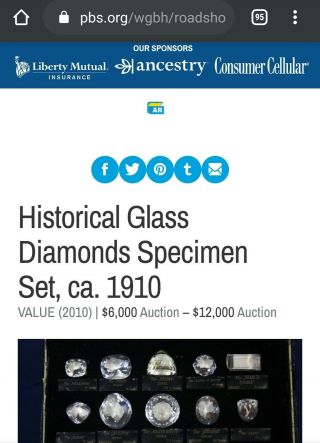 1910 Antique Historical Diamonds Set 15 Jewelers Replicas 1 or 7 of 100 - Hope 2
