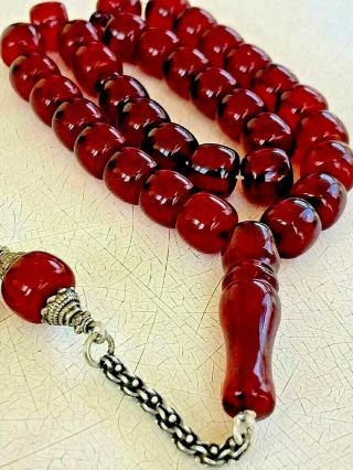 Antique Ottoman Cherry Amber Faturan Damari Prayer Beads 2