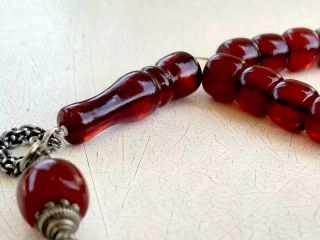Antique Ottoman Cherry Amber Faturan Damari Prayer Beads 5