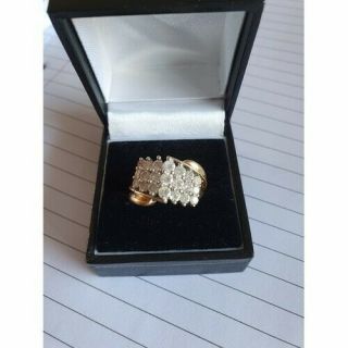 14ct Gold,  2 Carat Diamond Antique American 21 Diamond Ring Size N Rrp£4500