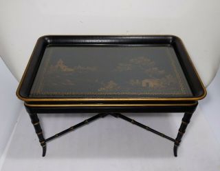 Vintage Hickory Chair Mount Vernon Butler Tray Coffee Table Regency Chinoiserie