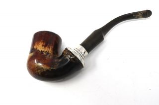 An Unusual Cased Vintage Sterling Silver Collared Smoking Pipe 24742