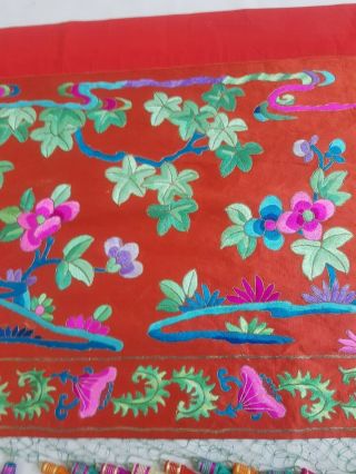 Long Antique Chinese Hand Embroidery Qing Dynasty Panel 416x65cm 6