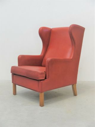 1960s Vintage Borge Mogensen Danish Leather Lounge Wing Chair Denmark