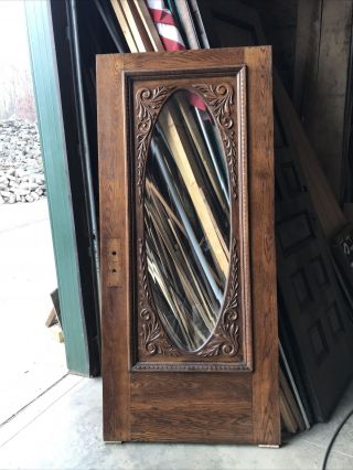 An632 Gorgeous Restored Antique Oak Beveled Glass Oval Door 35.  5 X 79 X 1.  75