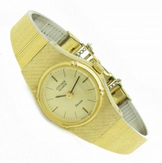 Citizen Seven Damen Armband Uhr Gold Vergoldet Bw - 5322 Kette Batterie S156