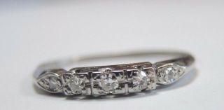 Antique Art Deco Vintage Diamond Wedding Band Platinum Rg Sz 9 Uk - R1/2 Egl Usa