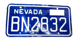 Vintage Blue Nevada 1980’s License Plate,  Bn2832,  Debossed Collectible Old