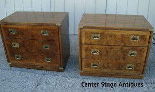61336 Pair Hickory Furniture Oriental Campaigne Bachelor Chest Dresser