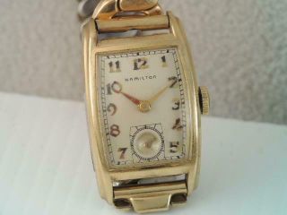 Vintage 1947 Hamilton Wristwatch 10k Gold Filled 17j 980 Cal Mechanical Running