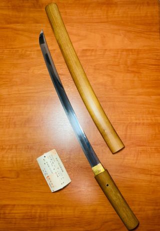 Antique Japanese Wakizashi Katana Blade Signed Ujifusa With Japan Permit