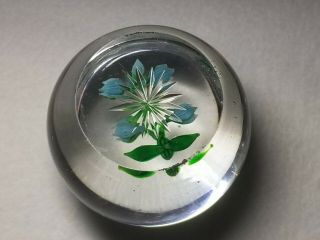 Antique 19th C.  Baccarat Blue Clematis Buds Glass Paperweight 4