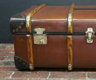 Stunning Vintage Banded Cabin Trunk By Orient