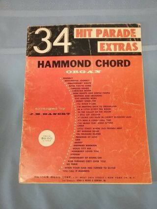 Vintage Sheet Music 34 Hit Parade Extra Hammond Chord Organ