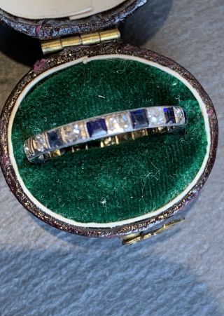 Antique Art Deco Sapphire And Diamond White Gold Ring.