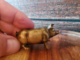 Antique Brass Pig Vesta Match Holder/striker/ Match Safe Vintage Piglet Swine