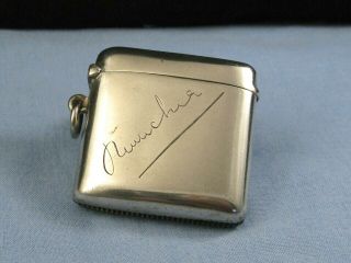 Antique Vesta Case Sterling Silver Vintage Art Deco Signed Matchsafe Match Box