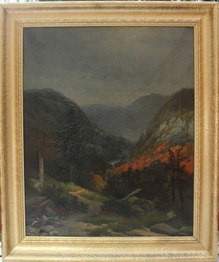Large Antique 19th Cent.  Oil Painting On Canvas,  Landscape,  Unsigned,  Framed