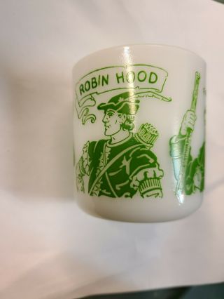 Vintage Hazel Atlas Milk Glass Mug - Robin Hood Friar Tuck Little John See Pictur
