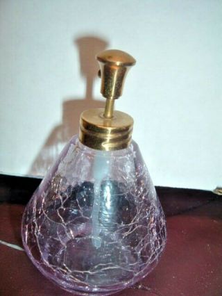 Vintage Crackle Glass Perfume Bottle Pump Spray Lavender Color