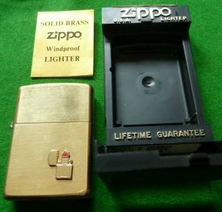 Solid Brass Zippo Lighter With Zippo Emblem - Boxed -