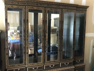 Oriental Furniture Black Lacquer China Cabinet 62 inches Long 2