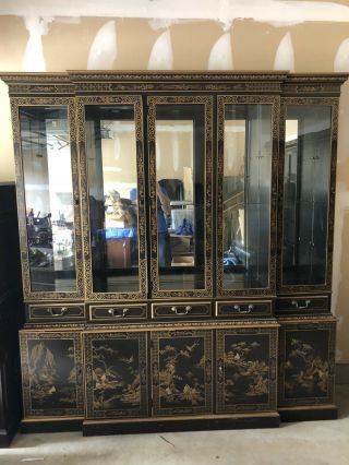 Oriental Furniture Black Lacquer China Cabinet 62 inches Long 4