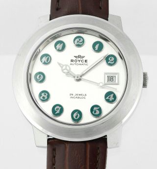 Royce Automatic Date Swiss 25 Jewel Old Stock Vintage Mens Wrist Watch