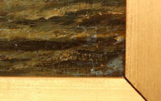 Small 19thC Antique Maritime Oil Painting,  Sailing Ship,  Habor Steamship Tugboat 5