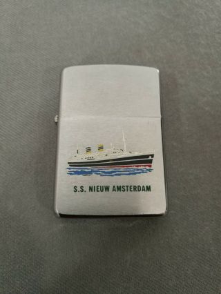 Vintage 1968 S.  S.  Nieuw Amsterdam Dutch Ocean Liner 6 - Color Zippo Lighter Rare
