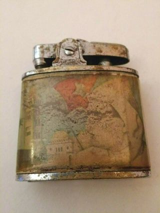 Vintage Lighter Omega - Spark Plug With A Picture Of King Mohammed V Of Morocco.
