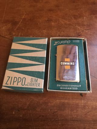 Vintage Cummins Engines Zippo Slim Lighter W Box Advertising