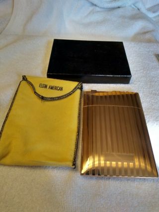 Vintage Elgin American Art Deco Cigarette Case With Lighter Gold
