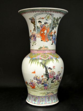 A Large Chinese Porcelain Famille Rose Gu Vase,  19th Century