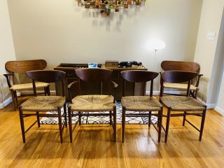 Set Of 4 Hvidt & Mølgaard - Nielsen Teak And Cord Dining Chairs