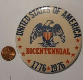 Large Vintage Bicentennial Button Americana Collectable 1776 - 1976 Pin Pp103