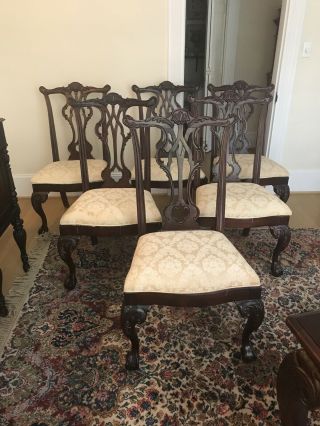 Thomasville Dining Room Chairs Mahogany Chippendale Claw Ball And Claw Set Of 6 4
