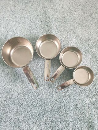 Vintage Foley Stainless Steel 4pc Measuring Cups 1c,  1/2c,  1/3c,  1/4c